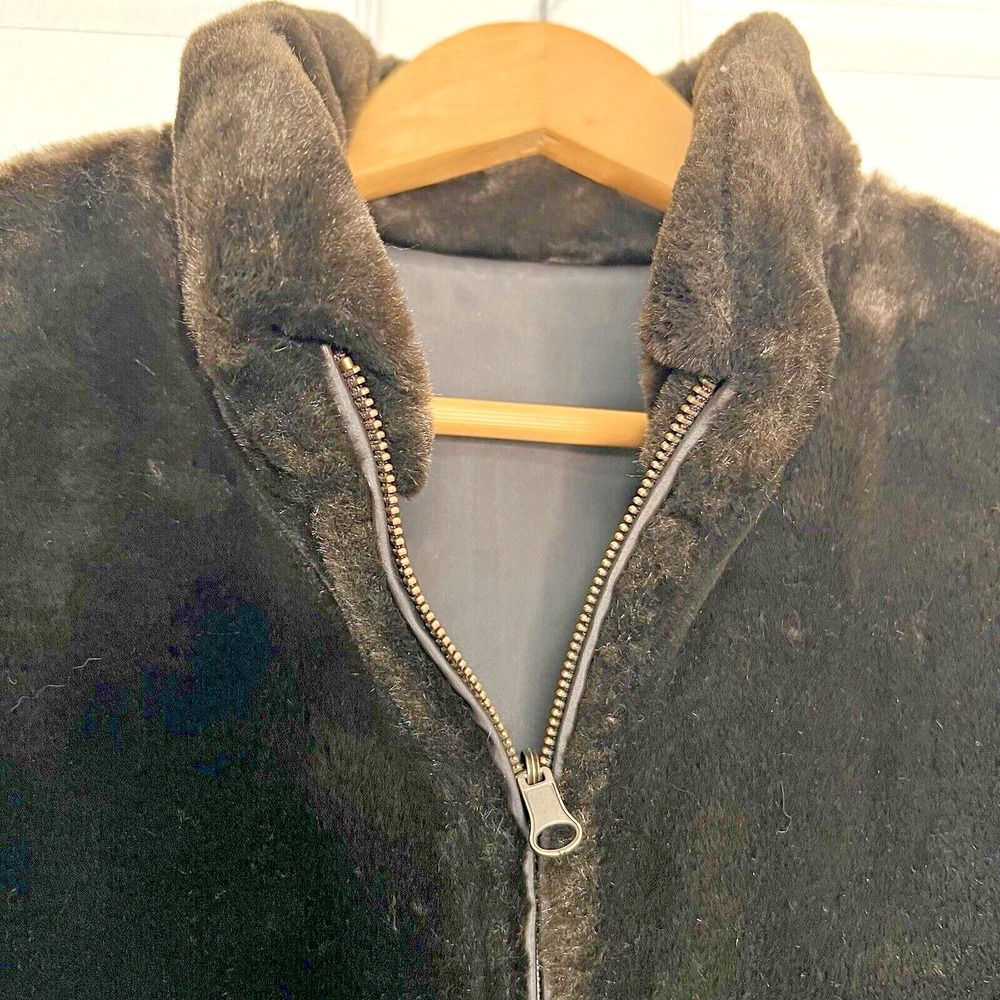 VTG Blassport Womens M Brown Reversible Vest Faux Fur Full Zip Mock Neck Classic - Picture 4 of 12